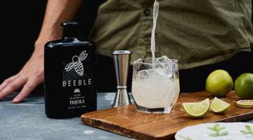 Beeble Honey Tequila poured neat in a glass